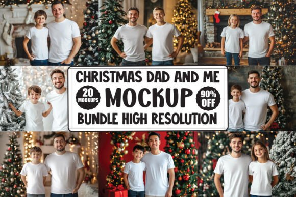 Christmas Dad and Me Mockup Bundle for Graphics and Product Mockups
