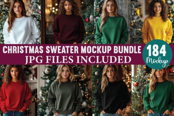 Christmas Sweater Mockup Bundle for Product Mockups and Graphics