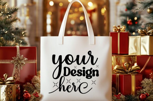 Christmas Tote Bag Mockup 101 for Product Mockups and Graphics
