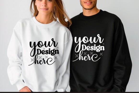 Gildan 18000 Couple Mockup 26 for Product Mockups and Graphics