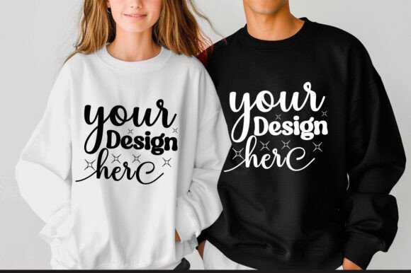 Gildan 18000 Couple Mockup 39 for Product Mockups and Graphics