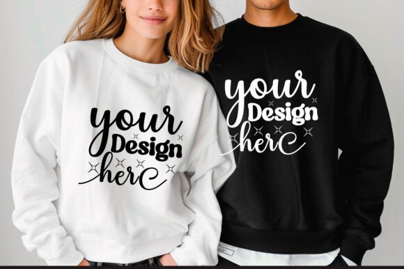 Gildan 18000 Couple Mockup 44 for Product Mockups and Graphics