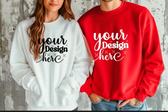 Gildan 18000 Couple Mockup 73 for Product Mockups and Graphics