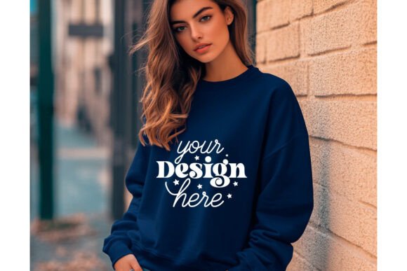 Gildan 18000 Indigo Blue Mockup 31 for Product Mockups and Graphics