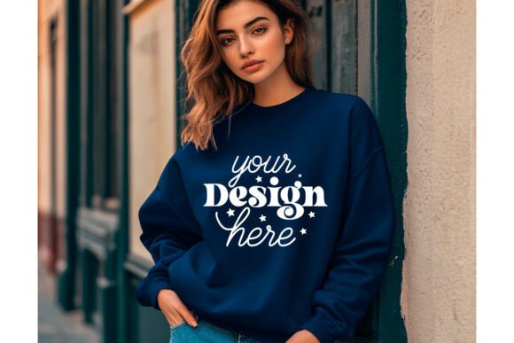 Gildan 18000 Indigo Blue Mockup 33 for Product Mockups and Graphics