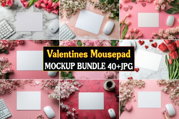 Valentines Mousepad Mockup Bundle 01 for Graphics and Product Mockups
