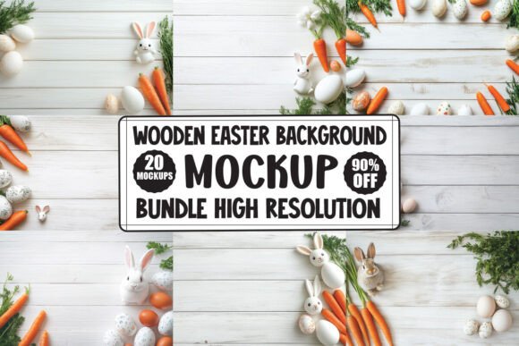 Wooden Easter Background Mockup Bundle for Product Mockups and Graphics
